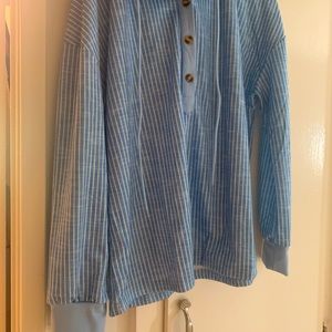 Stylish striped blue hoodie top